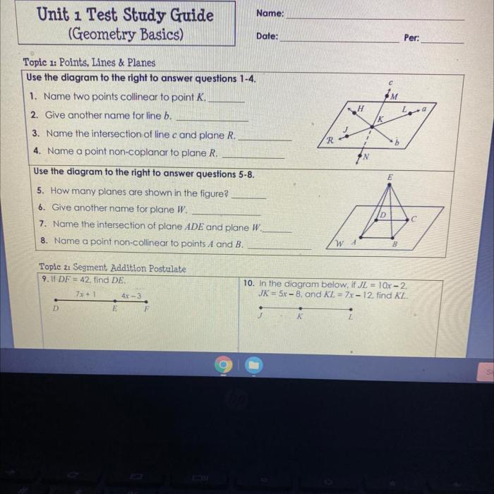 Points lines and planes worksheet answers unit 1 lesson 1