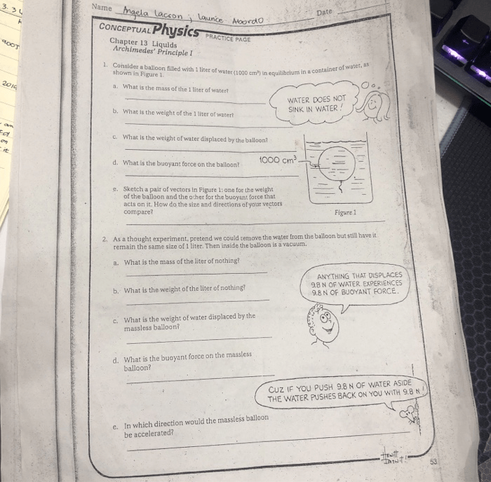 Conceptual physics practice page chapter 14 gases gas pressure answers